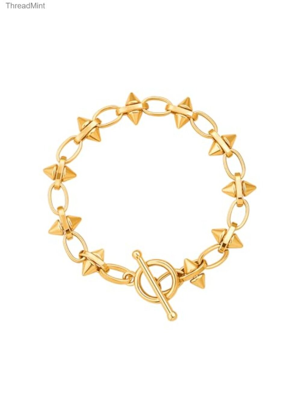 18k Gold Plated Chain Layerd Bracelet Coin Charm Toggle Bracelet Cubic Zirconia